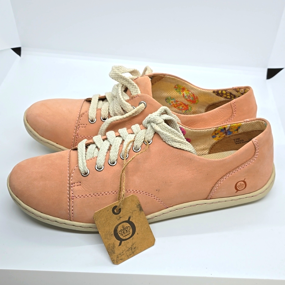 Born soft nubuck dull pink laced loafers 9.5